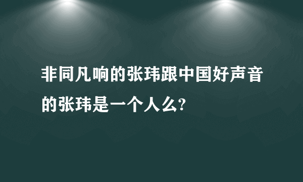 非同凡响的张玮跟中国好声音的张玮是一个人么?