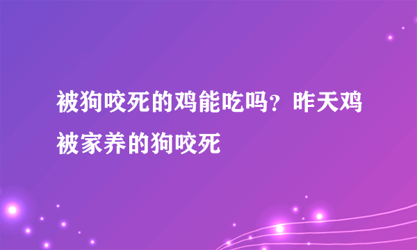 被狗咬死的鸡能吃吗？昨天鸡被家养的狗咬死