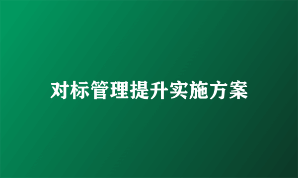 对标管理提升实施方案