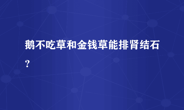 鹅不吃草和金钱草能排肾结石？