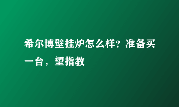 希尔博壁挂炉怎么样？准备买一台，望指教