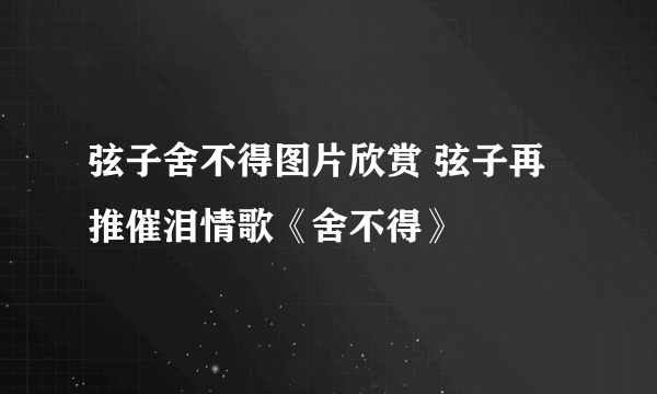 弦子舍不得图片欣赏 弦子再推催泪情歌《舍不得》