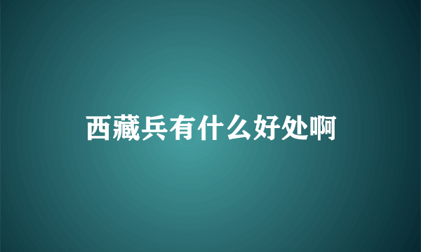 西藏兵有什么好处啊