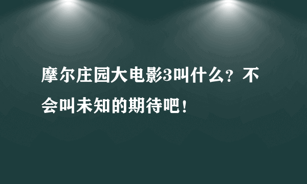 摩尔庄园大电影3叫什么？不会叫未知的期待吧！