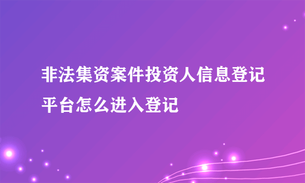 非法集资案件投资人信息登记平台怎么进入登记