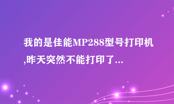 我的是佳能MP288型号打印机,昨天突然不能打印了 总是出来P04 或者P02的代码 谁告诉我怎么处理 具体点步骤