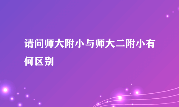 请问师大附小与师大二附小有何区别