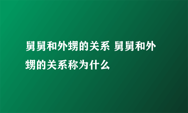 舅舅和外甥的关系 舅舅和外甥的关系称为什么