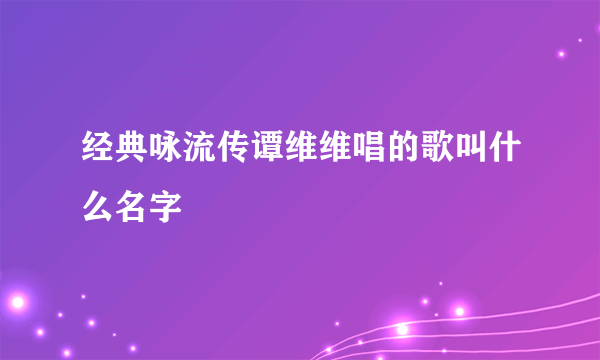 经典咏流传谭维维唱的歌叫什么名字