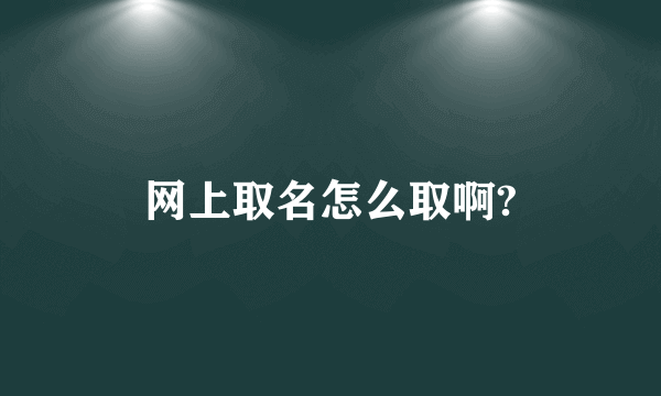 网上取名怎么取啊?