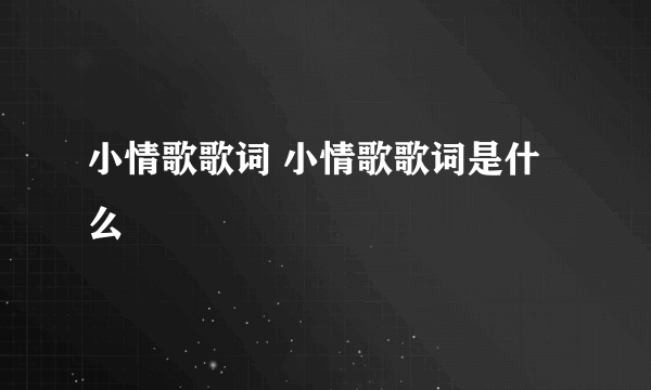 小情歌歌词 小情歌歌词是什么