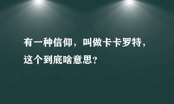 有一种信仰，叫做卡卡罗特，这个到底啥意思？