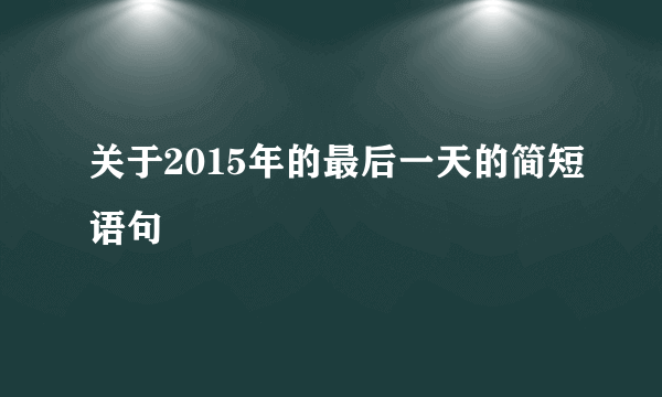 关于2015年的最后一天的简短语句