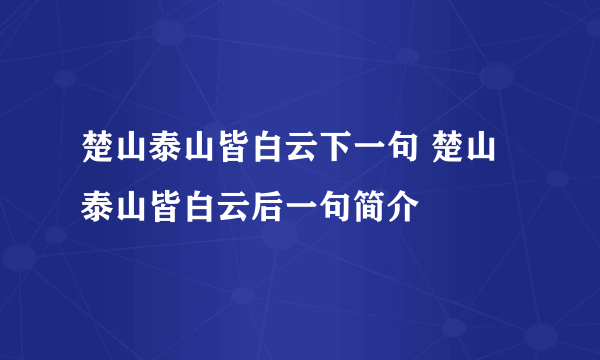 楚山泰山皆白云下一句 楚山泰山皆白云后一句简介