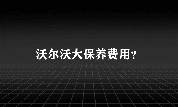 沃尔沃大保养费用？