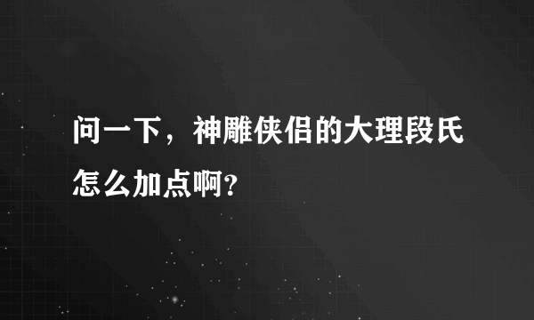 问一下，神雕侠侣的大理段氏怎么加点啊？