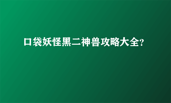 口袋妖怪黑二神兽攻略大全？