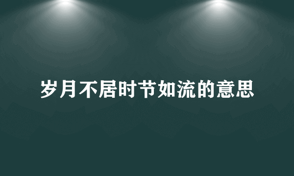 岁月不居时节如流的意思