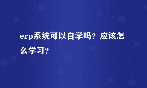 erp系统可以自学吗？应该怎么学习？