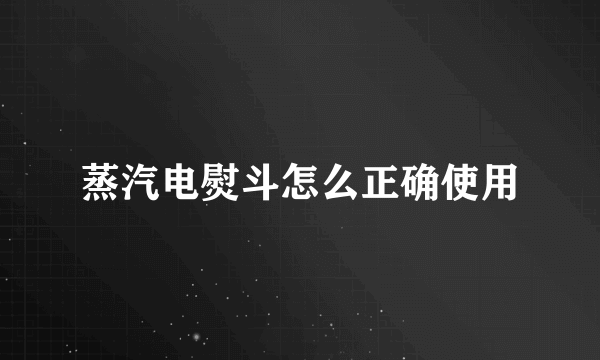 蒸汽电熨斗怎么正确使用