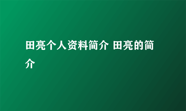 田亮个人资料简介 田亮的简介