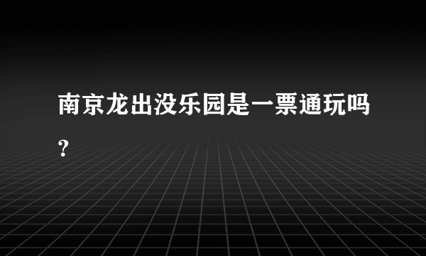 南京龙出没乐园是一票通玩吗？