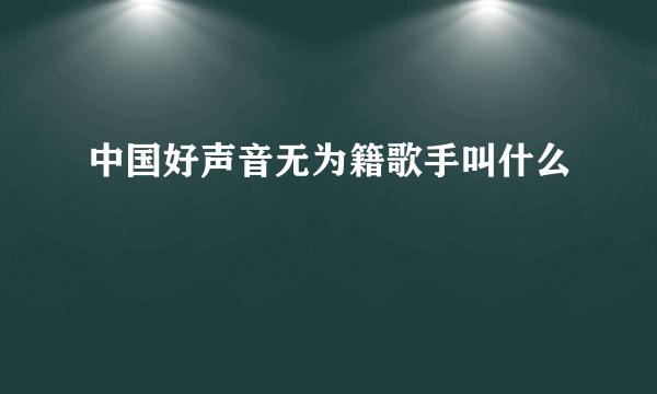 中国好声音无为籍歌手叫什么