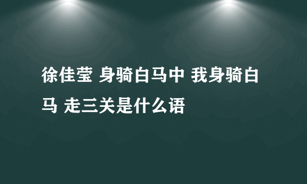 徐佳莹 身骑白马中 我身骑白马 走三关是什么语