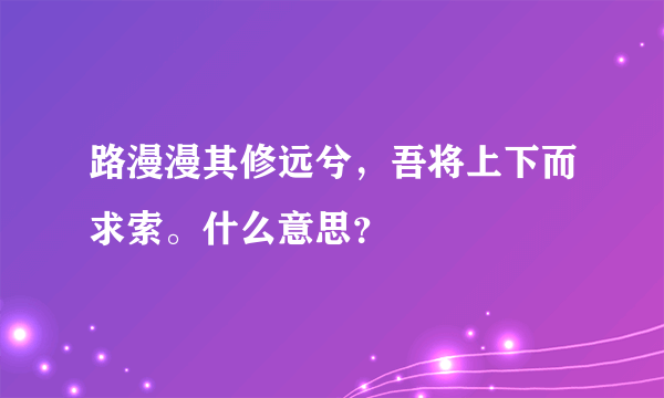 路漫漫其修远兮，吾将上下而求索。什么意思？