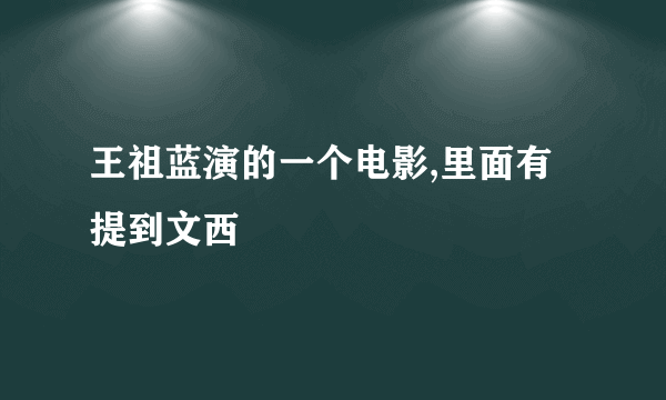 王祖蓝演的一个电影,里面有提到文西