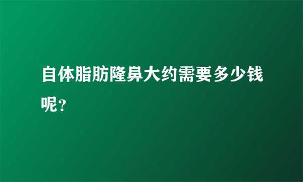 自体脂肪隆鼻大约需要多少钱呢？