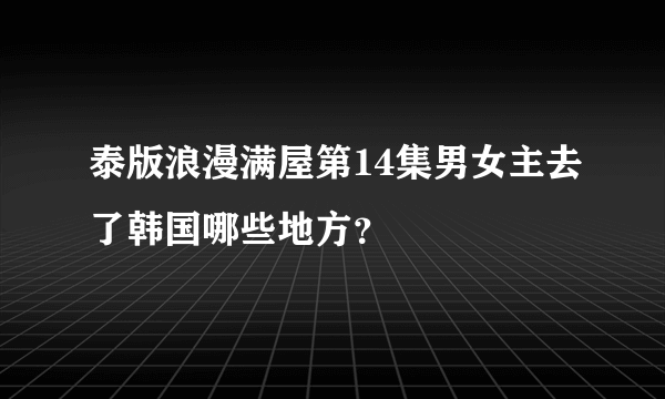 泰版浪漫满屋第14集男女主去了韩国哪些地方？