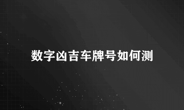 数字凶吉车牌号如何测