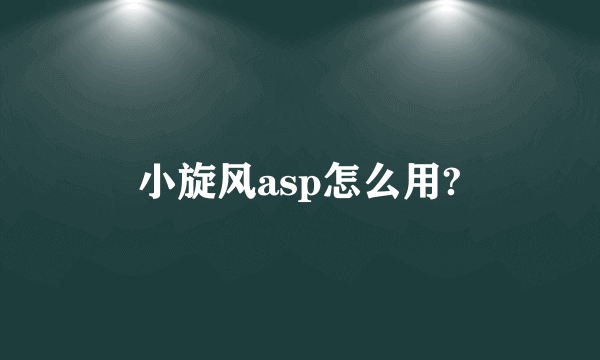 小旋风asp怎么用?