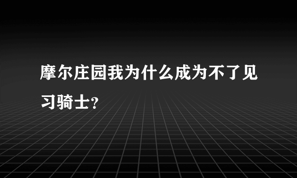 摩尔庄园我为什么成为不了见习骑士？