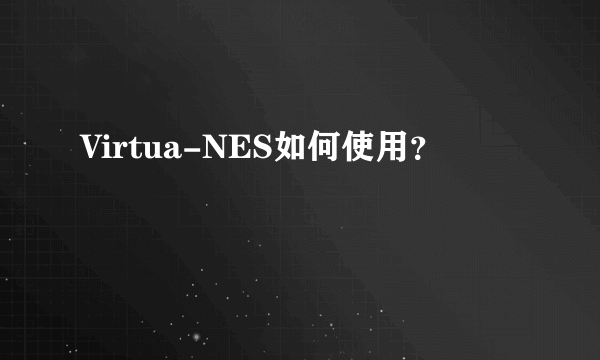 Virtua-NES如何使用？