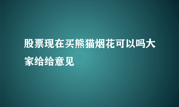 股票现在买熊猫烟花可以吗大家给给意见