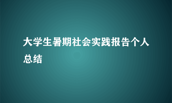 大学生暑期社会实践报告个人总结