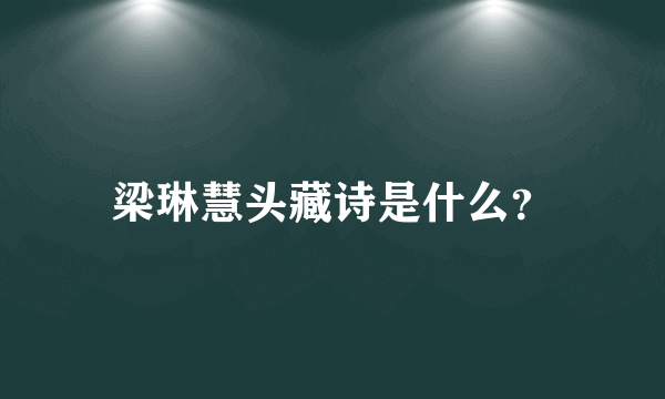 梁琳慧头藏诗是什么？