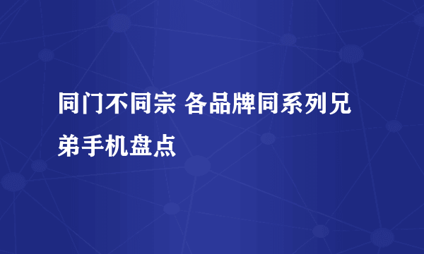 同门不同宗 各品牌同系列兄弟手机盘点