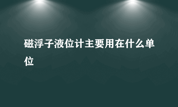 磁浮子液位计主要用在什么单位