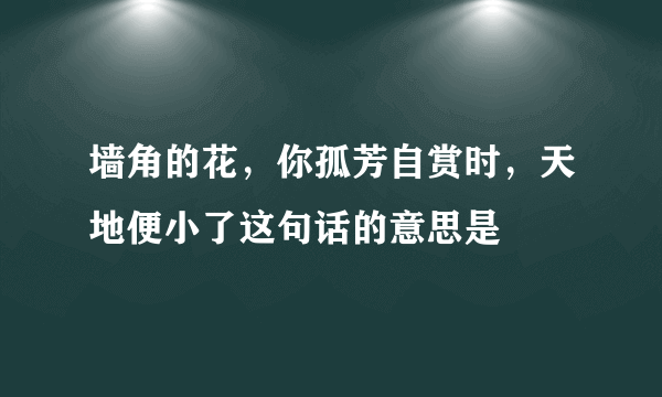 墙角的花，你孤芳自赏时，天地便小了这句话的意思是