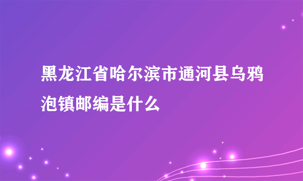 黑龙江省哈尔滨市通河县乌鸦泡镇邮编是什么