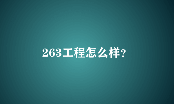 263工程怎么样？