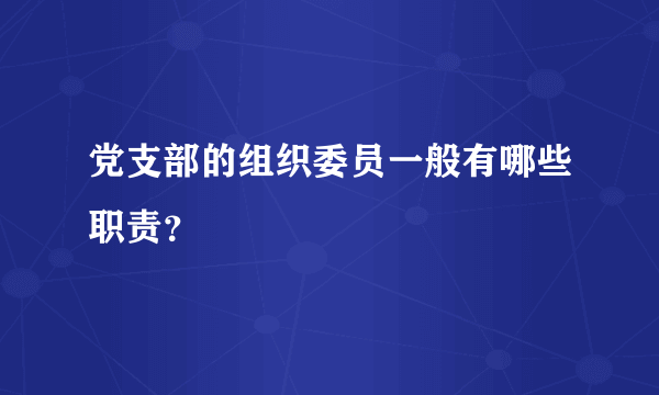 党支部的组织委员一般有哪些职责？