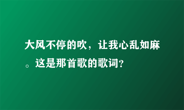 大风不停的吹，让我心乱如麻。这是那首歌的歌词？