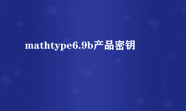 mathtype6.9b产品密钥