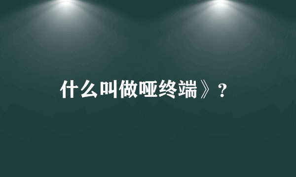 什么叫做哑终端》？