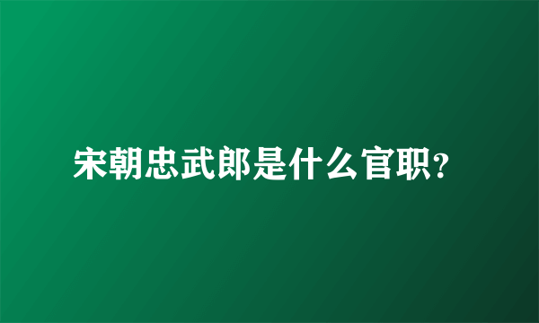 宋朝忠武郎是什么官职？