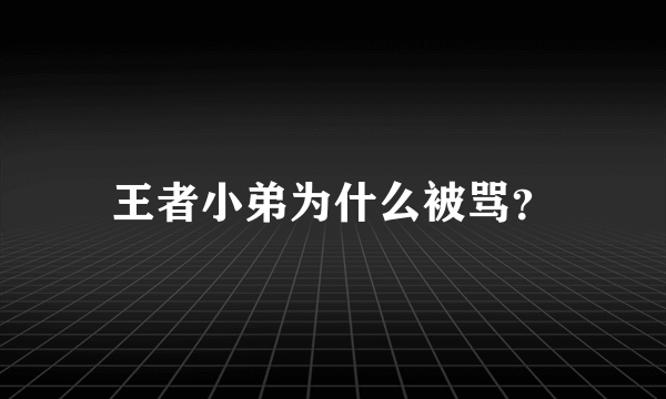 王者小弟为什么被骂？